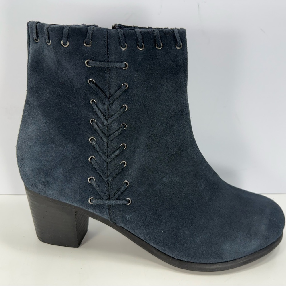 Matisse Stellah Navy Blue Suede Leather Ankle Boots with Braided Detail